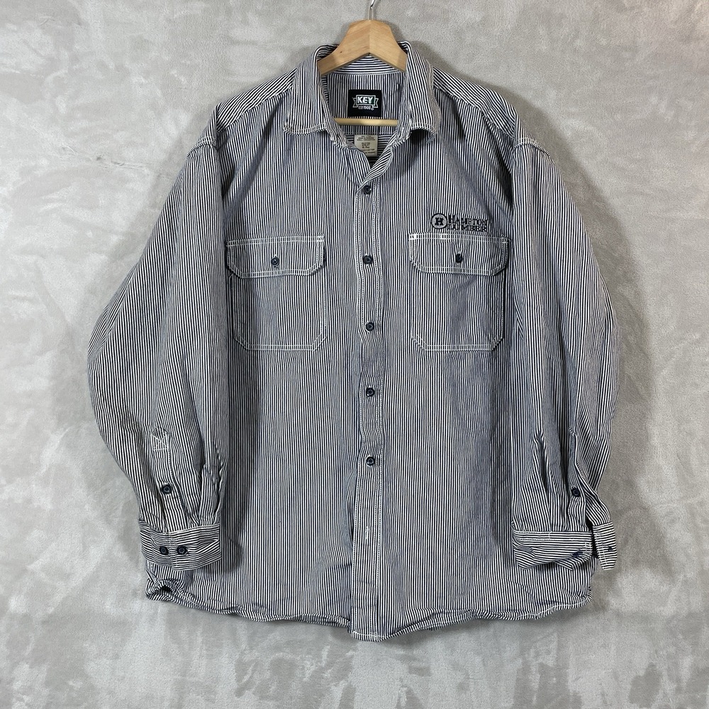 Key Imperial Hickory Shirt Mens XL Button Railroad Conductor Lightly Worn